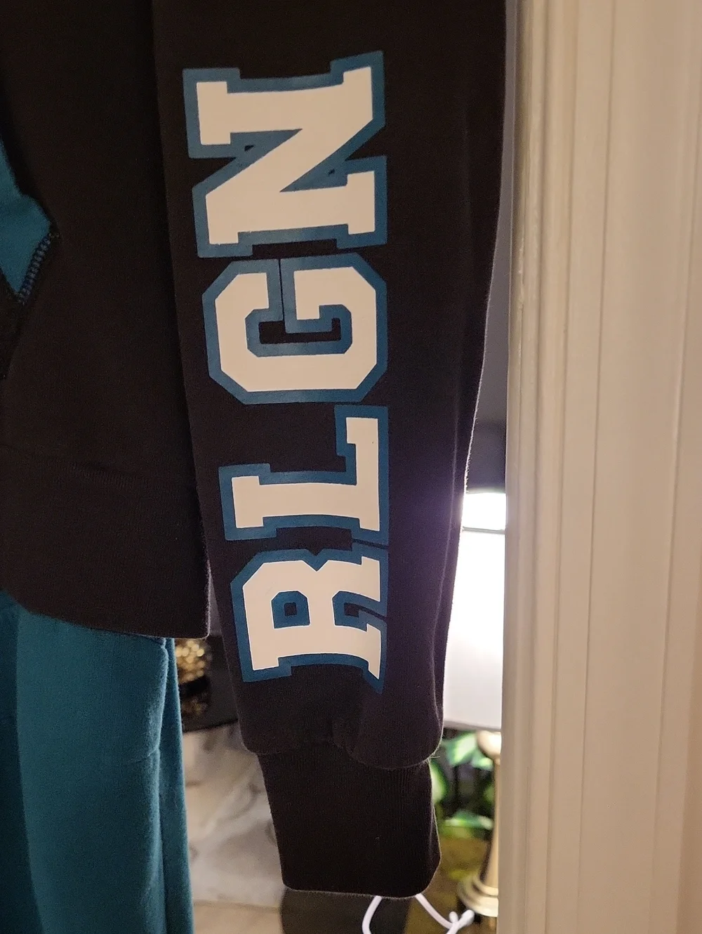 True Religion Teal and Black Logo Hooded Sweatsuit Xl